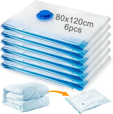 Produktbild von Vakuumbeutel für Kleidung, 120 x 80 cm - Set mit 6 Stück - Wiederverwendbare, luftdichte Aufbewahrungsbeutel für Bettdecken