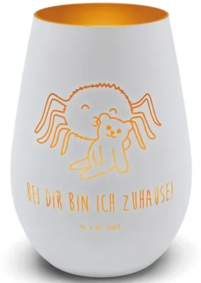 Produktbild von Mr. & Mrs. Panda Laterne Spinne Agathe Teddy - Weiß - Geschenk, kerzenhalter für teelichter, Windlicht Glas, Treue, Verliebt, Dankeschön, Outdoor, Teelichthalter