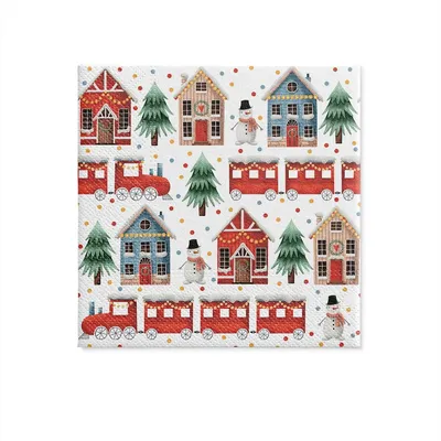 Imagen del producto de Servilletas navideñas, de ambiente acogedor, de 3 capas, 33 cm x 33 cm, paquete de 20 unidades.