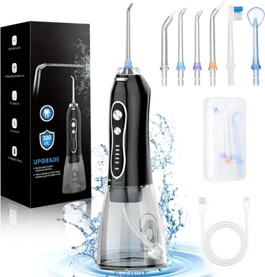 Produktbild von Wasser-Zahnseide-Zahnstocher – Tragbarer Munddusche mit 5 Modi, wiederaufladbarer, IPX7-wasserdichter, kieferorthopädischer Zahnreiniger, kabellos für