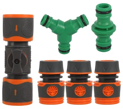 Image de Kit de raccords pour tuyaux avec valve de régulation, comprenant 6 pièces, pour l'irrigation