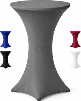 Produktbild von Stehtischhusse für Bistrotisch mit 4 Fußlaschen elastisch Stretch   Ø 60-65x110-120 cm Anthrazit (1 Stück)