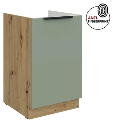 Produktbild von Küchen Spülenunterschrank 50 cm Küche ARIA Aquamarin ultra matt + Eiche Artisan matt, hochwertige Fronten mit Anti Fingerprint Beschichtung Küchenzeile Küchenblock