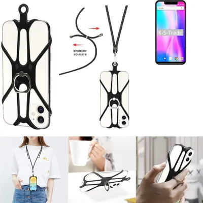 Produktbild von K-S-Trade 3in1 Handykette Handyband Handykordel Halsband Smartphone-Ring Handy-Ring kompatibel mit Vernee M7 2018 Fingerhalterung Handyring