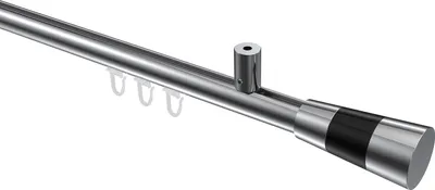 Produktbild von Interdeco Innenlaufstange / Gardinenstange mit Innenlauf Chrom, Typ Sonius Tanara (Konus Bicolor) Deckenmontage, 20 mm Ø 1-läufig, 140 cm