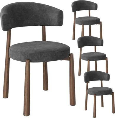 Produktbild von WOLTU Esszimmerstühle, Mid-Century Modern Küchenstuhl mit Chenille-Bezug & Metallbeinen : Grau 4 Farbe: Grau Stückzahl: 4