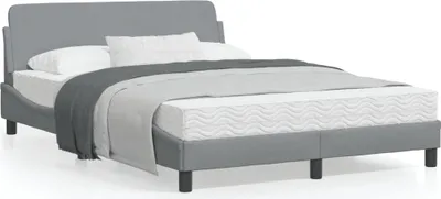 Produktbild von Design Bettgestell mit Kopfteil Hellgrau 120x200 cm Stoff, Klassische Betten 2024 Neu