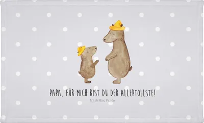 Produktbild von Mr. & Mrs. Panda Handtuch Bären mit Hut - Grau Pastell - Geschenk, Flauschtuch, 50x100, Vatertag, Family, baumwolle, Muttertag, Kinder, gesichtshandtuch, Händehandtuch