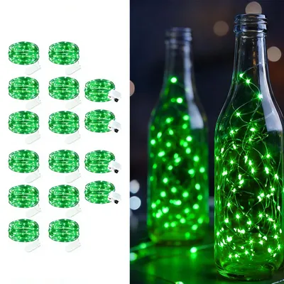 Lichterkette 2 m, grün, 16 LEDs, Kupferdraht, batteriebetrieben