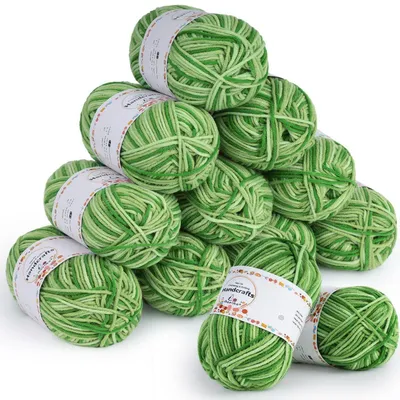 Produktbild von Häkelgarn Farbverlauf 600g 12 Knäuel Apfelgrün 5-fädig Baumwolle/Acryl 110m/Knäuel
