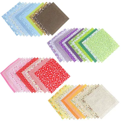 Imagen del producto de Retales de tela de algodón, de varios colores, 20 x 20 cm, 50 unidades, para coser