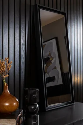 Image de Miroir iroir mural sur pied Cadre noir Style 100x46