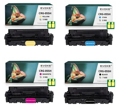 Produktbild von Evoke kompatibler Toner für Canon CRG-055H CRG055H 055H 4x CMYK:Schwarz,Cyan,Magenta,Gelb 25300 Seiten i-SENSYS LBP662Cdw LBP663Cdw LBP664Cx; MF741Cdw 742Cdw 743Cdw 744Cdw 745Cdw 746Cx