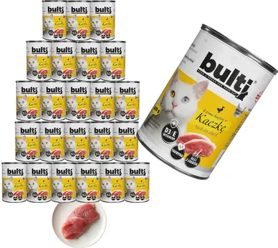 Produktbild von Bulti | Feuchte Nahrung für Katzen - 24x400g - 65% Fleisch - 15% Ente - Nassfutter Katzen