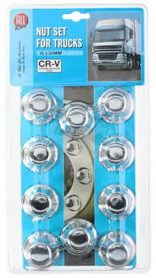 Produktbild von All Ride Radschraubenkappen 33MM 10er Set - für Radbolzen LKW - Chrom - Silber