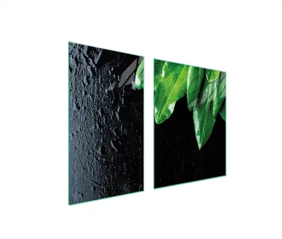 Immagine prodotto di Piastre coprifornelli 2 pezzi 100x52 Vetroceramica coprifornelli tagliere in vetro basilico fogliame