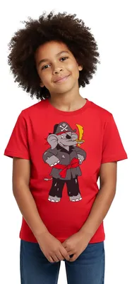 Produktbild von Spreadshirt Benjamin Blümchen Als Pirat Kinder T-Shirt, 110/116 (5-6 Jahre), Rot