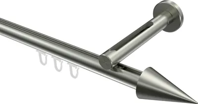 Produktbild von Interdeco Innenlaufstange / Gardinenstange mit Innenlauf Edelstahl-Optik, Typ Siteno Savio (Kegel), 20 mm Ø 1-läufig, 260 cm
