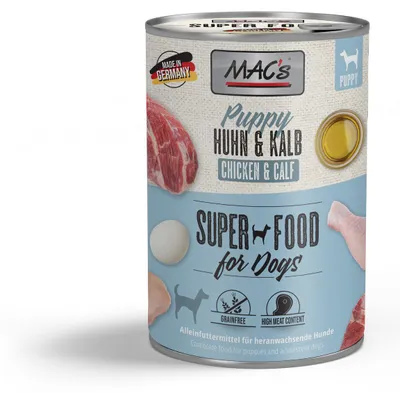 Produktbild von MAC´s 6x400g Huhn & Kalb Nassfutter für Welpen naturell & getreidefrei