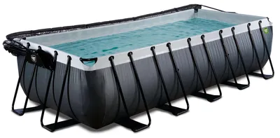 Produktbild von EXIT Black Leather Rahmenpool 540x250x122cm, Aufstellpool, mit Sandfilteranlage & Überdachung, Rechteckig, Schwarz