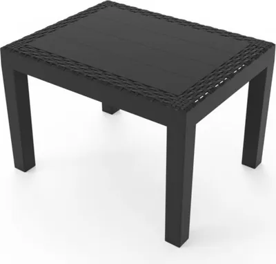 Image de Table D'appoint Rotin Anthracite Design Effet Rotin, Résistante Aux Intempéries - Ipae Progarden