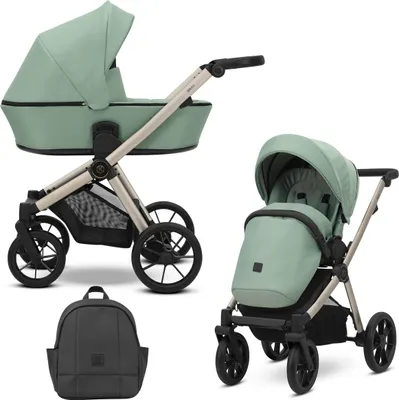Produktbild von Kinderwagen Kunert Brav 2in1 – Champagnerfarbene Rahmen – Farbe: Mintgrün