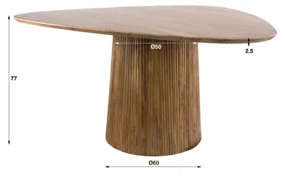 Produktbild von Villa Möbel Esstisch Wave dreieckig aus Mangoholz 150 x 150 cm mit Sockelgestell