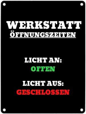Produktbild von Werkstatt Öffnungszeiten Metallschild in 15x20 cm