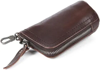 Zdjęcie produktu dla Etui na klucze – portfel na klucze – organizer na klucze – wykonane ze skóry naturalnej – 7 x 10 cm – kolor brązowy
