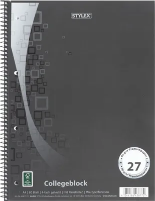 Produktbild von Collegeblock / Din A4 / Spirablock / liniert / extra Starkes 90g/m² Papier