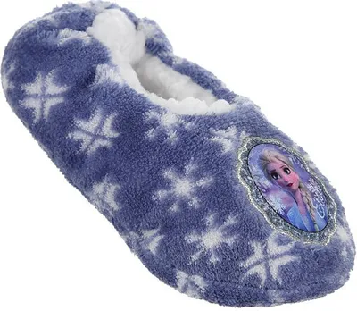 Produktbild von Frozen - Die Eiskönigin Anna Elsa Winter Hausschuhe Pantoffeln Fleece warm gefüttert Gumminoppen, Farbe:Blau, Größe:27/28 EU