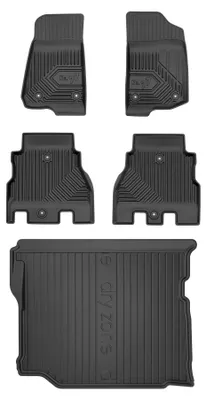 Zdjęcie produktu dla Dywaniki gumowe + mata bagażnika do Jeep Wrangler IV 2017- (SUV, z subwooferem) – czarne, dopasowane – Wielganizator