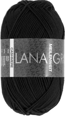 Produktbild von Lana Grossa MEILENWEIT 50 g CASHMERE weiche 4-fach Sockenwolle mit Kaschmir-Anteil 210 m Farbe 008 - Schwarz