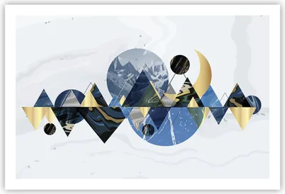 Produktbild von Poster - Poster ohne Rahmen - Abstraktion Geometrisch Berge - 91,5x61 cm - Wand Bild - Wanddeko - Wandbilder - Kunstposter - Wandposter - Bilder - Kunstdruck - Wanddekoration - P2XAA91x61-4814