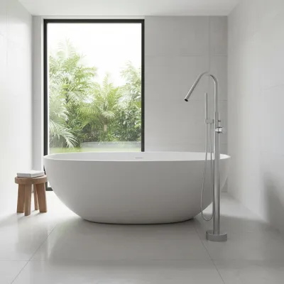 Imagen del producto de Bañera independiente para el hogar, diseño clásico en blanco, ideal para el baño. Dimensiones: 130 x 68 x 55 cm /TW-8507-130/