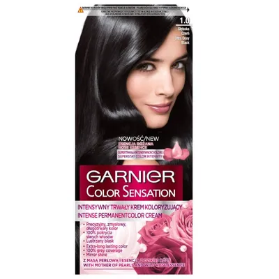 Zdjęcie produktu dla Garnier Color Sensation Krem koloryzujący do włosów 1.0 Głęboka Onyksowa Czerń