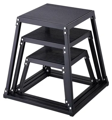 Image de VEVOR Boîte de saut plyométrique en 3 parties, 305/458/609 mm Plyometric Box Noir, Set de boîte d'exercice de fitness Step-Up antidérapant pour l'entraînement de fitness à domicile, entraînement de force de condition, Jump Training Portable
