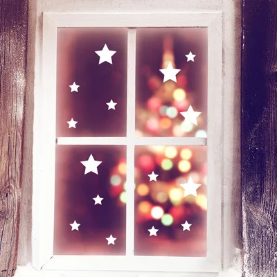 Imagen del producto de Adhesivos en forma de estrellas electrostáticos – Adhesivos para ventanas navideños – Decoraciones para festividades