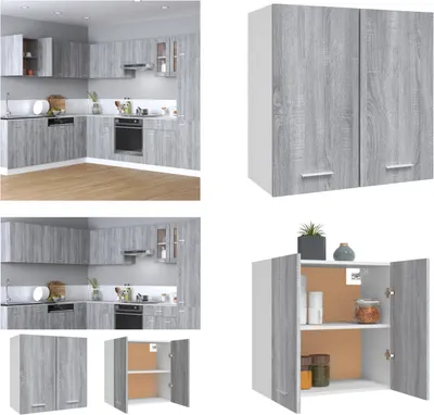 Produktbild von vidaXL Hängeschrank Grau Sonoma 60x31x60 cm Holzwerkstoff - Hängeschrank - Hängeschränke - Küchenschrank - Lagerschrank