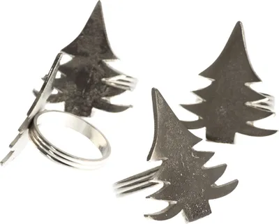 Produktbild von 4er Set Aluminium Serviettenring Serviettenhalter Tannenbaum ca. 6 x 4 cm