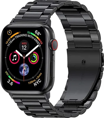Produktbild von Kompatible Apple Watch Armbänder 42/44/45 mm, Edelstahl-Armbänder für Apple Watch Series 7/6/5/4/3/2, 38 mm, 40 mm, 41 mm, Schwarz