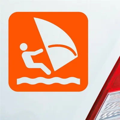 Produktbild von Auto Aufkleber Windsurfer Surfing Wind Surfer Kite Sport 10x10 cm Orange Sticker Heckscheibenaufkleber