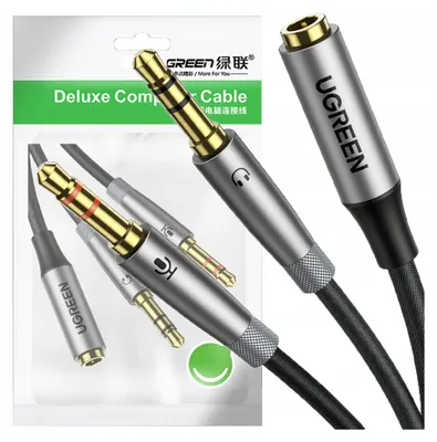 Immagine prodotto di Ugreen Av193 Audio Aux Cuffia + Microfono Splitter a Mini Jack 3.5Mm 20Cm Cavo (Grigio)