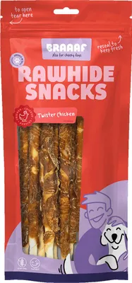 Productafbeelding van Braaaf Hundensnack, rauwleer snack, kip, 240 gram