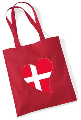 Produktbild von Huuraa Jutebeutel Dänemark Flagge Herz 10 Liter Classic Red Baumwolle Tasche Geschenkidee