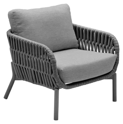 Produktbild von Gartensessel Malte Gartenstuhl Loungesessel mit Polster Rope Anthrazit