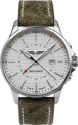 Produktbild von Iron Annie Herrenuhr GMT Wellblech Lederband beige 5842-1