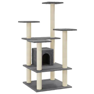 Image de vidaXL Arbre à chat avec colonnes à griffer en sisal gris foncé 110 cm