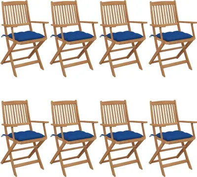 Produktbild von BESTE 2022© Outdoor-Stuhl Stilvollen mit robustem ,Klappbare 8er Set Gartenstühle mit Kissen Massivholz Akazie Relaxsessel Armlehnstuhl mit Premium & schlichten Design *HOM