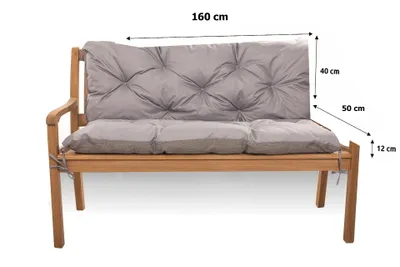 Obrázek produktu pro Polštáø na lavièku 160x50x40cm šedá | Polštáøe na venkovní zahradní nábytek | Podsedáky na lavice| Polštáø na zahradní houpaèky houpací